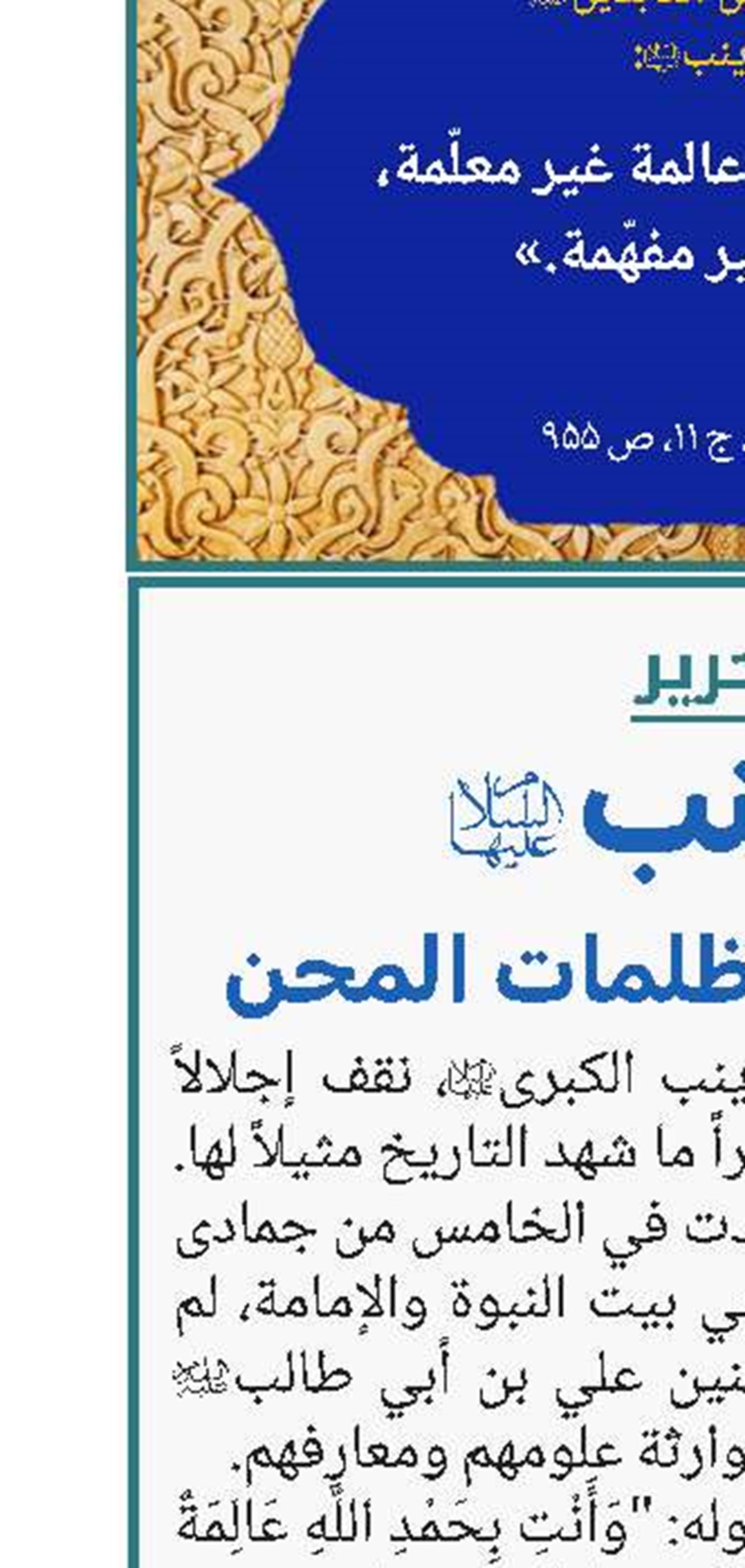 زينب... نور العلم في ظلمات المحن 